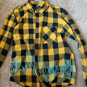 boohooMAN Yellow designed Flannel